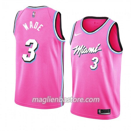 Maglia NBA Miami Heat Dwyane Wade 3 2018-19 Nike Rosa Swingman - Uomo